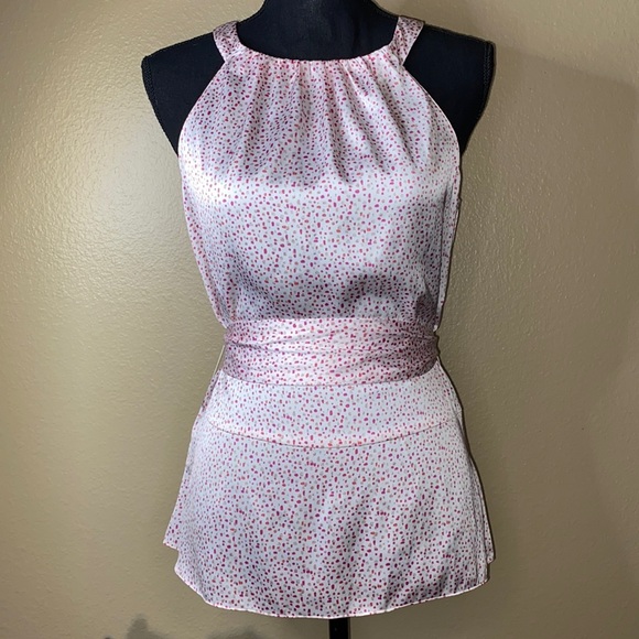 Ann Taylor Pink Dot Belted Sleeveless Blouse NWOT Size 6 - Picture 13 of 14